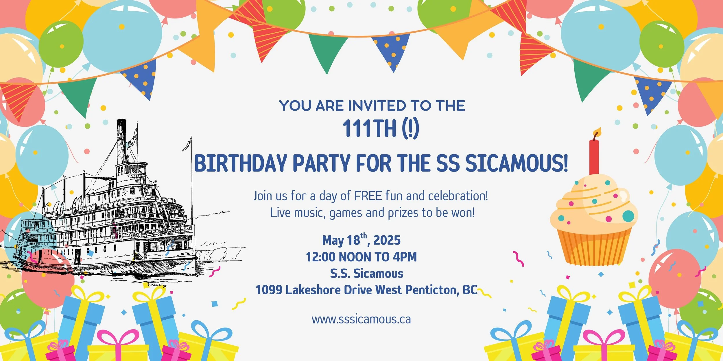 洋楽 THREE MUSKETEERS/ Sykes's Birthday Party 111th Birthday Party ~ Sicamous & Naramata — S.S. Sicamous Marine